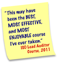 Positive Testimonial From ISO Lead Auditor Course, 2011